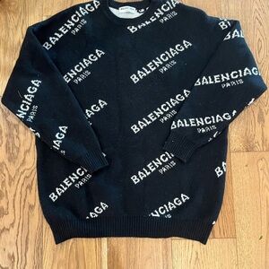 Balenciaga Allover Logo Wool Sweater